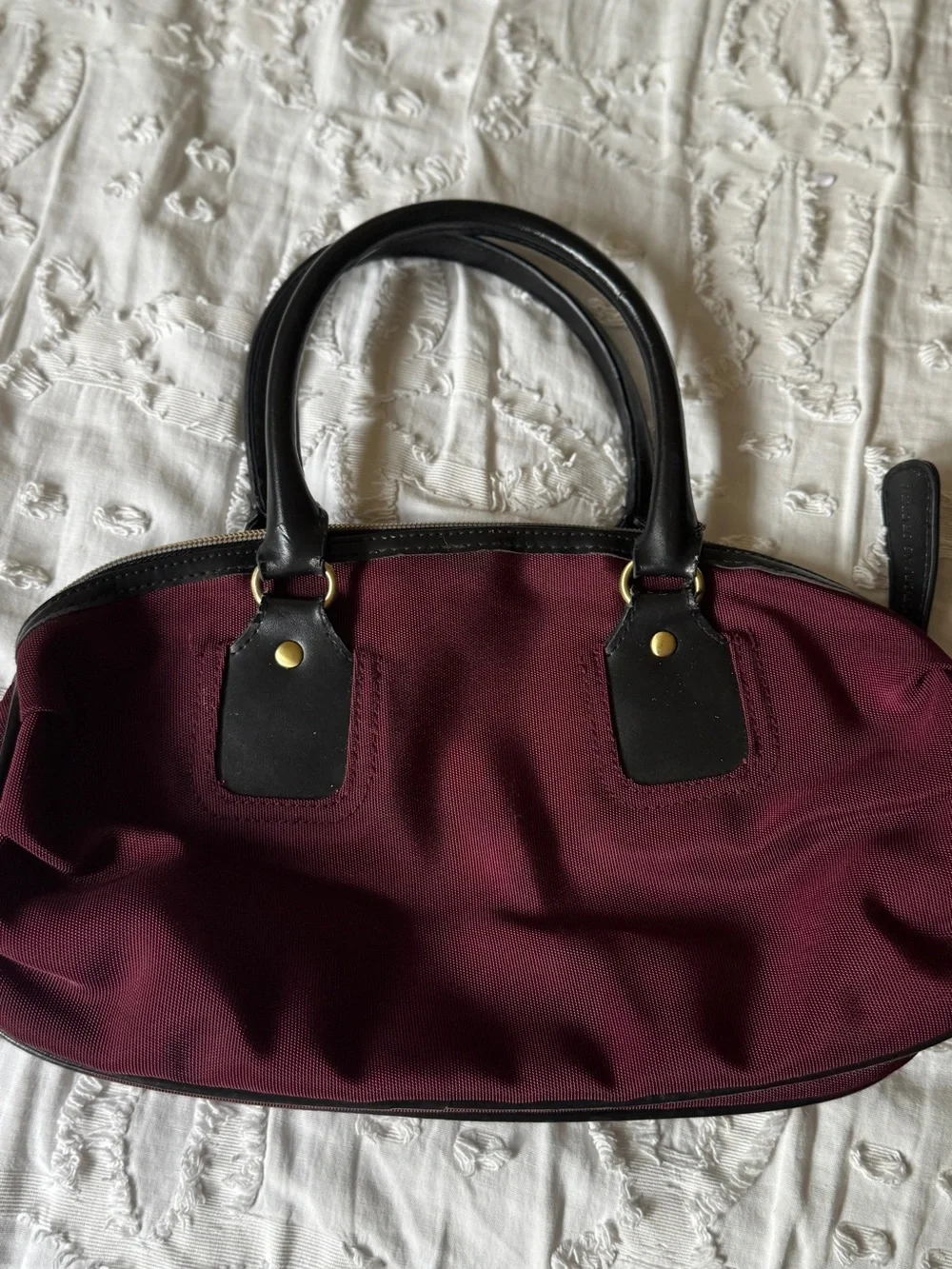 Victoria's Secret Burgundy Satchel with Black Handles